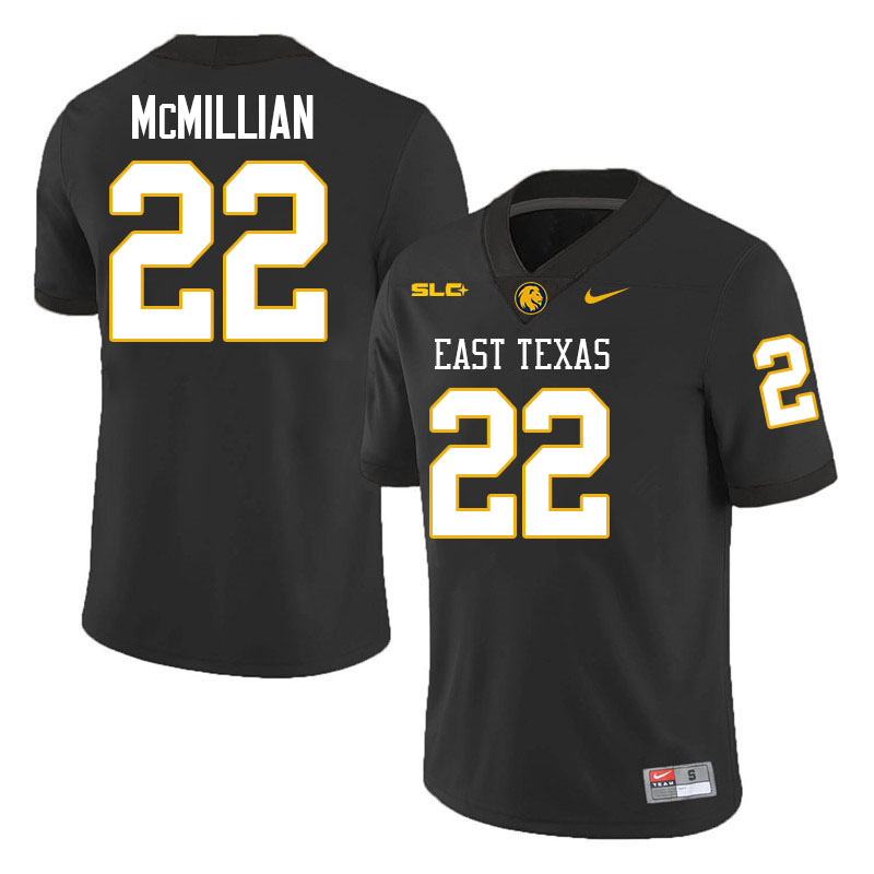 East Texas A&M Lions #22 JaiSean McMillian College Football Jerseys,Uniforms-Black
